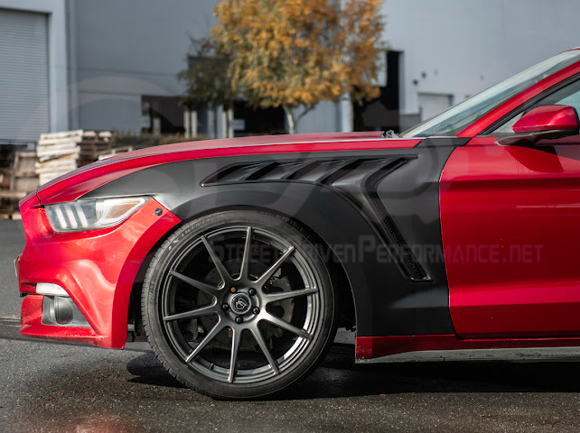2015-2017 FORD MUSTANG S550 | GTD STYLE PRIMED BLACK FRONT SIDE VENTED FENDERS