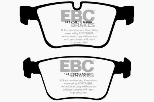 EBC Redstuff rear brake pads for Mercedes-Benz CL63 AMG 6.2, high-performance brake pads with red friction material.