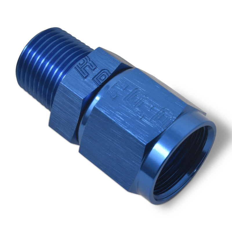 Russell Performance -8 AN straight female to 3/8 inch male NPT fitting for automotive fuel or oil systems.