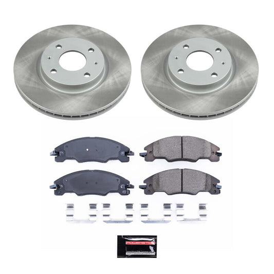 PowerStop front semi-coated brake rotor kit for 2008-2011 Ford Focus, performance brake kit with blank rotors, automotive parts.