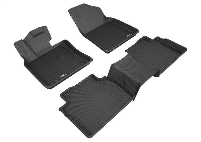 3D MAXpider Kagu black rubber floor mats for 2018-2024 Toyota Camry FWD, full set, durable and custom fit for gasoline and hybrid models.