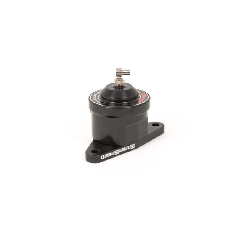 Black GrimmSpeed 04-21 Subaru STI V2 turbo bypass valve, aftermarket automotive part for enhanced engine performance.