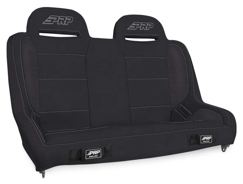 PRP Seats black vinyl rear bench seat for Jeep Wrangler JKU/JLU Elite Series, designed for durable interior seating.