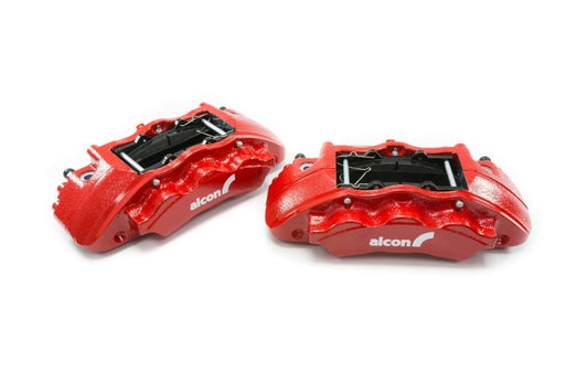 Alcon front brake kit with 6-piston calipers and 350x34mm rotors for Ford Ranger 2019+ and Bronco 2020+ in red.