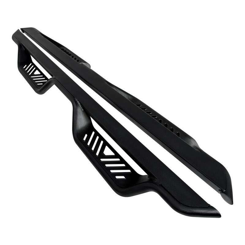 Westin Outlaw Drop Nerf Step Bars in textured black on a Ram 1500 Quad Cab/Classic truck, providing easy step access.