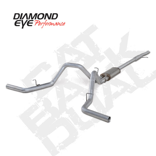 Diamond Eye Performance Catback exhaust system for Chevy/GM 4.3L and 5.3L engines, dual gas tailpipes, sleek metallic finish.