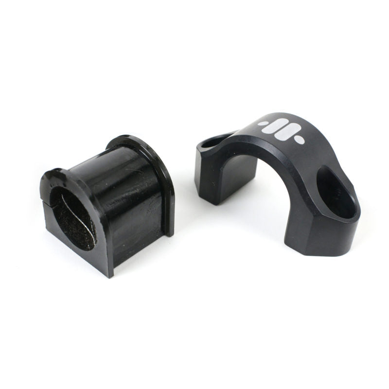 Ridetech Delrin-lined sway bar mounts with 1.125-inch ID, 3.125-inch width, bolt pattern, for vehicle suspension upgrades.