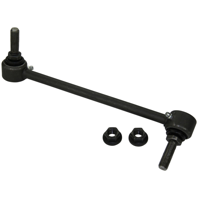 Moog Cadillac ATS front left sway bar endlink, part of the sway bar link set, showing the metallic end and mounting points.