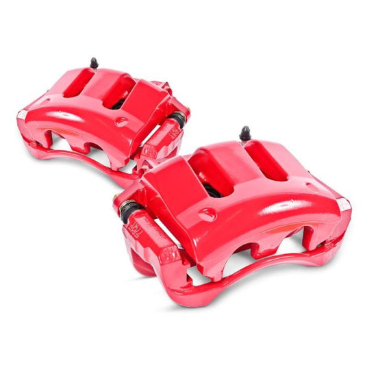 PowerStop rear red brake calipers with brackets for Buick Enclave, compatible from 2008-2016, performance brake replacement.