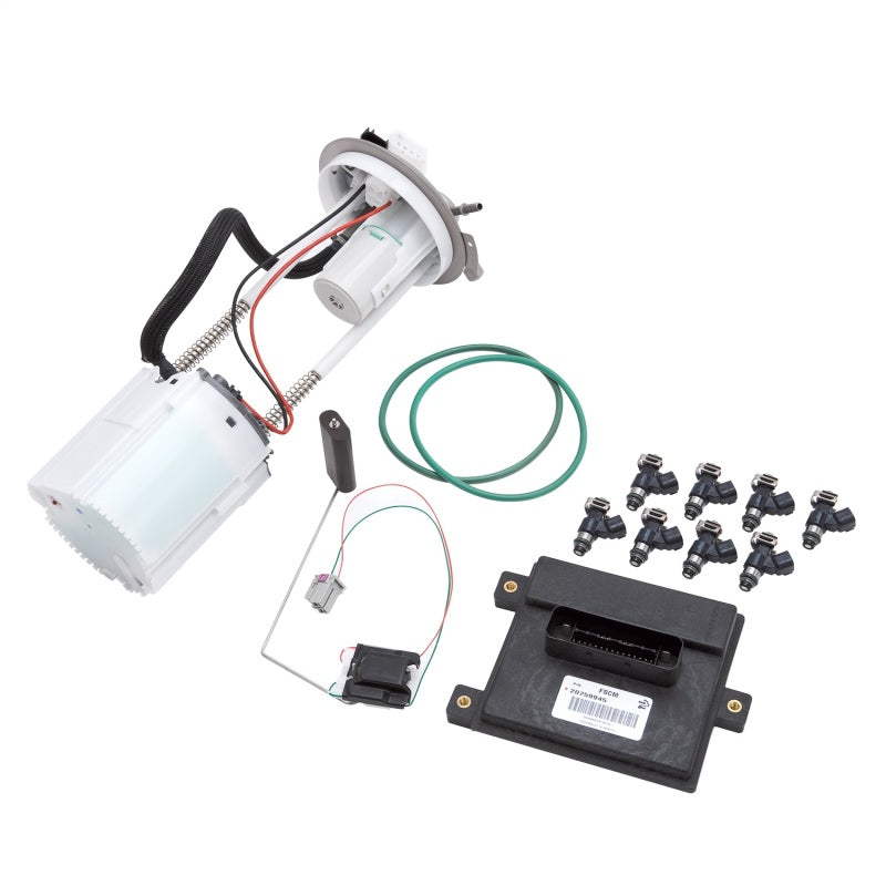 Edelbrock Supercharger Supplemental Fuel Pump Kit for GM trucks 2007-2009 6.0L/6.2L non-flex fuel engine, with pump components.