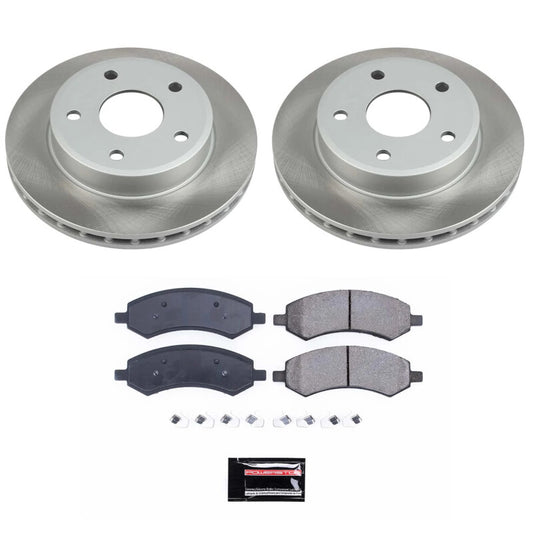 PowerStop front semi-coated rotor kit for 2011 Ram Dakota, performance brake rotor set with clean, smooth surface.
