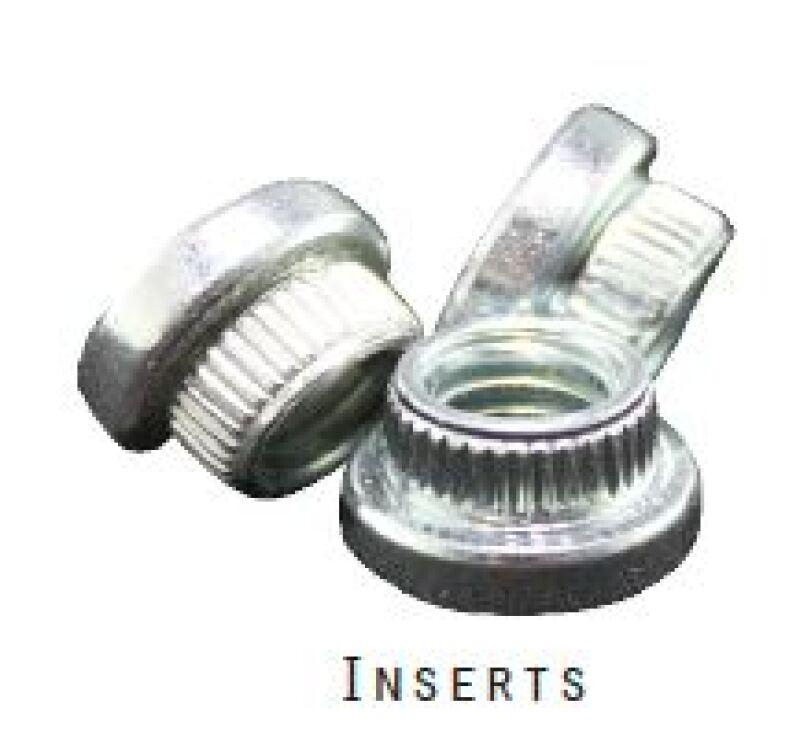 Raceline Pem-Nut 5/16-18 self-clenching insert wheel accessories, 6 of 32 pcs shown in a close-up image.