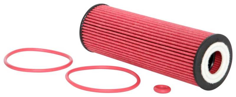 K&N Ford/Lincoln oil filter with 1.938-inch OD and 5.5-inch height, designed for vehicle engine oil filtration.