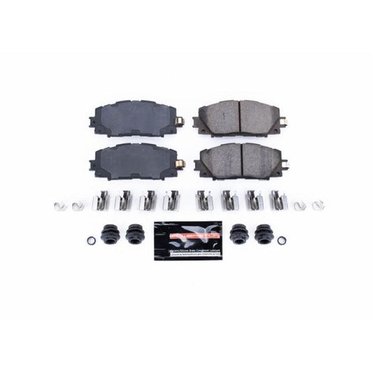 PowerStop Z23 Evolution Sport brake pads with hardware for front of Lexus CT200h (2011-2017), performance brake replacement.