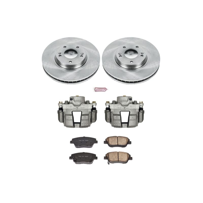 PowerStop OE brake kit with front calipers for 2010-2015 Hyundai Sonata, includes high-performance brake components.
