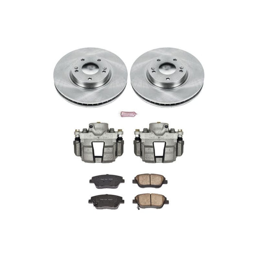 PowerStop OE brake kit with front calipers for 2010-2015 Hyundai Sonata, includes high-performance brake components.