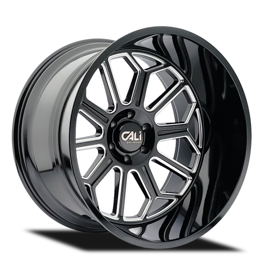 Cali Off-Road Auburn 24x14 gloss black milled cast wheel with 6x139.7 bolt pattern, -76mm offset, 106mm hub, off-road vehicle wheel