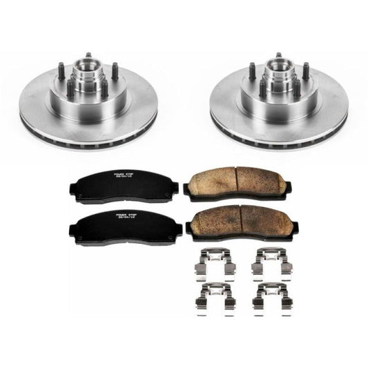 PowerStop OE brake kit for 2010-2011 Ford Ranger front brakes with brake pads and rotors, automotive repair parts.
