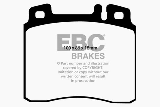 EBC Greenstuff front brake pads for Mercedes-Benz CL500 98-99, performance brake pads with green friction material.