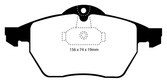 EBC Redstuff front brake pads for Saab 9-3 Convertible 1999-2002, high-performance brake pads with red friction material.