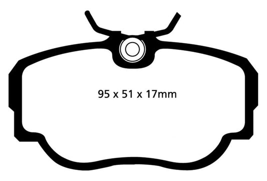 EBC Redstuff front brake pads for BMW 318 1.8 E30, high-performance brake pads with red friction material.