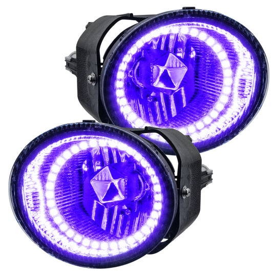 Oracle Lighting Nissan Frontier LED Halo Fog Lights in UV Purple, pre-assembled with bright, colorful LED halos for enhanced visibility.