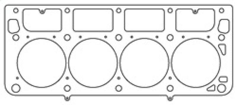 Cometic GM LS1 head gasket with MLS design, 4.125 inch bore, .040 inch thickness, featuring M.I.D. sleeves for engine sealing.