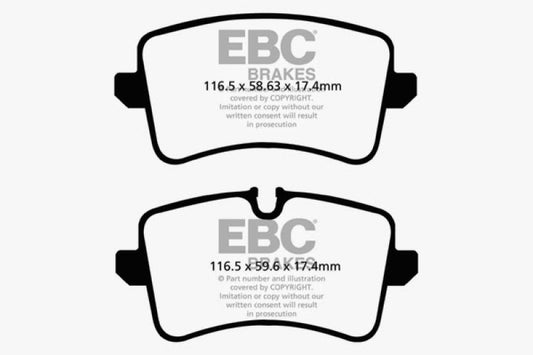 EBC Greenstuff rear brake pads for Audi A6 2.0 Turbo, high-performance brake pads with green friction material for enhanced stopping power.