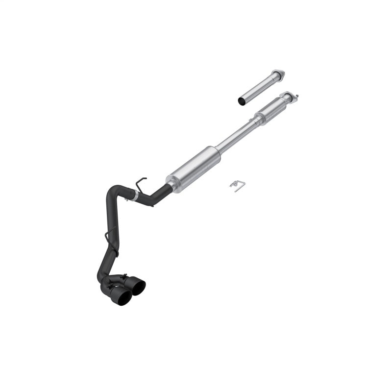 MBRP 15-20 Ford F-150 catback exhaust with single side exit, black armor finish, designed for 3-inch exhaust systems.