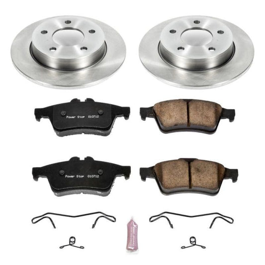 PowerStop rear Autospecialty brake kit for Mazda 3 (2006-2013), includes brake rotors and pads, OE style replacement brake components.