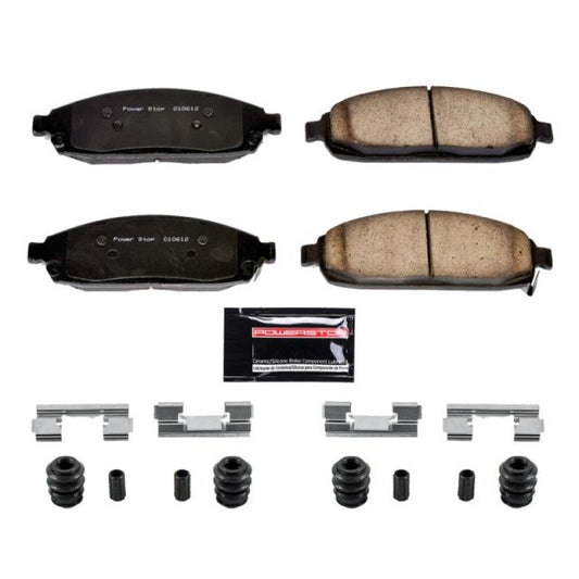 PowerStop Z23 Evolution Sport brake pads with hardware for Jeep Commander 2006-2010, front performance brake pad set.