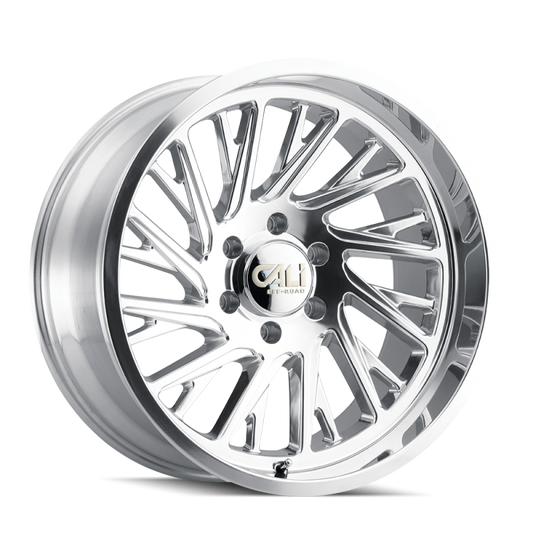 Cali Off-Road 9114 Purge 20x10 cast wheel with 6x139.7 bolt pattern, -25mm offset, polished finish, and 106mm hub.