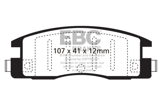EBC Ultimax2 rear brake pads for Isuzu Amigo 2.3, OE type, shown in the image with brake pad set and packaging.
