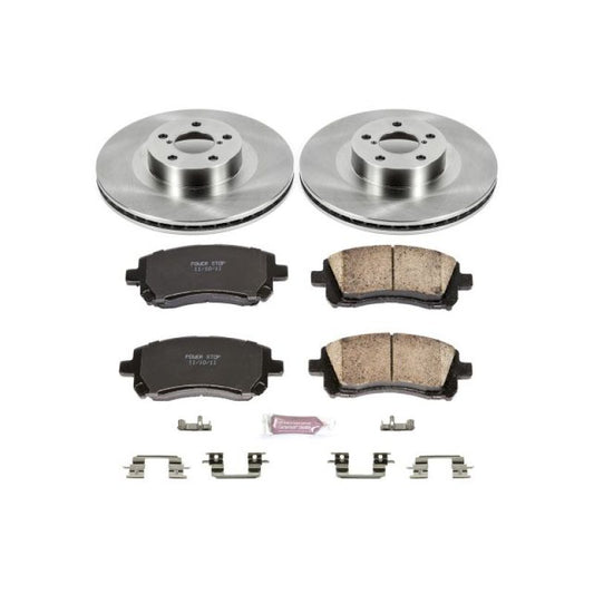 PowerStop OE front brake kit for 2002-2003 Subaru Impreza, includes brake rotors and pads, automotive repair components