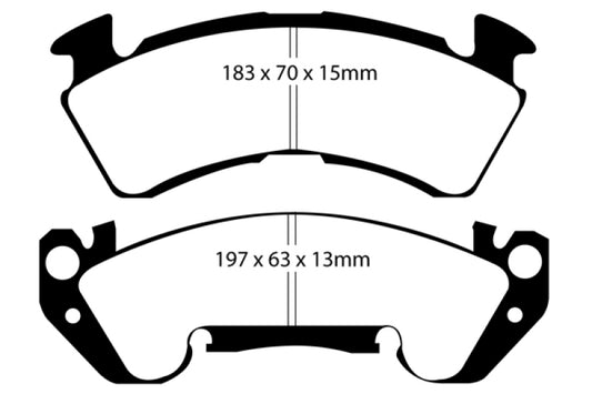 EBC Ultimax2 front brake pads for Chevrolet Caprice 1992-1996 4.3 police vehicle, OE quality automotive brake pads
