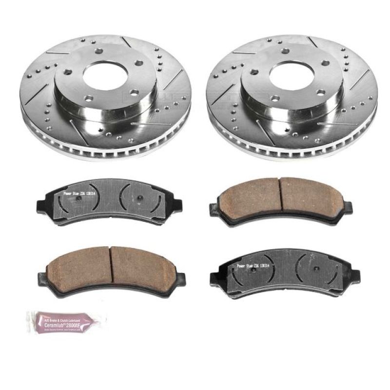PowerStop Z36 Brake Kit for Chevrolet Blazer front performance truck and tow brake upgrade, includes brake pads and rotors.