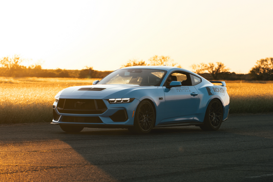 Roush Ford Mustang EcoBoost lowering springs without Magneride, showcasing the coil springs for improved stance and handling.