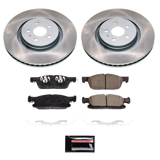PowerStop front semi-coated rotor kit for 2019-2021 Lincoln Nautilus, performance brake rotor set with ventilated design