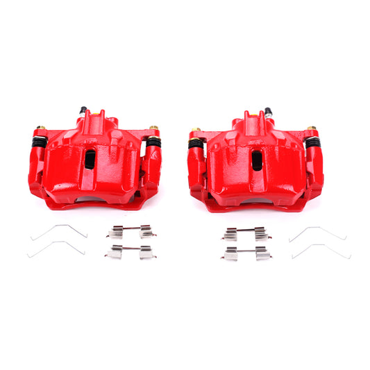 PowerStop red front brake calipers with brackets for 2012-2015 Honda Civic, performance brake calipers pair.