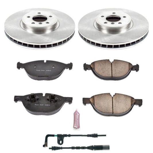 PowerStop OE front brake kit for 2008-2009 BMW X6, including brake rotors and pads, shown in the image.