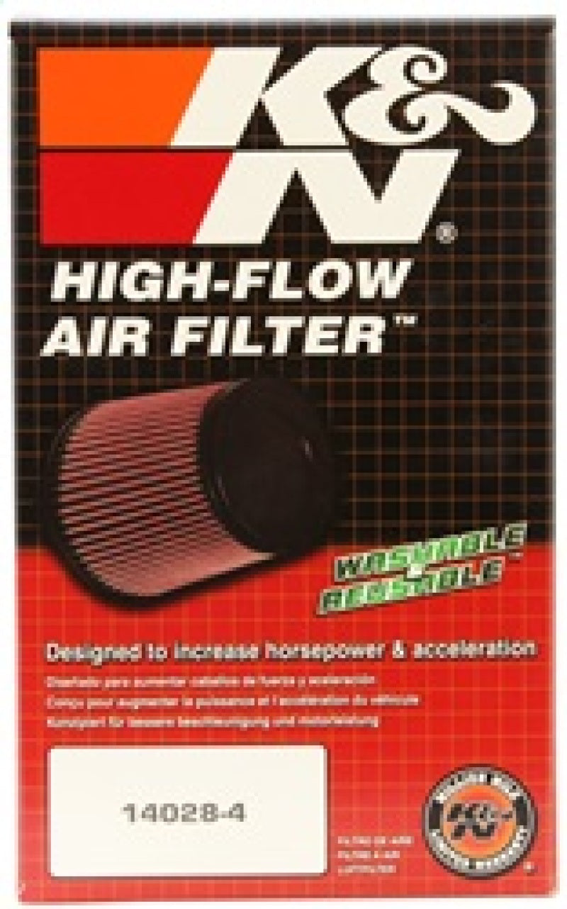 K&N Engineering universal rubber air filter with 6-inch height, 2 7/16-inch flange, 3 3/4-inch OD, angled flange for vehicle intake