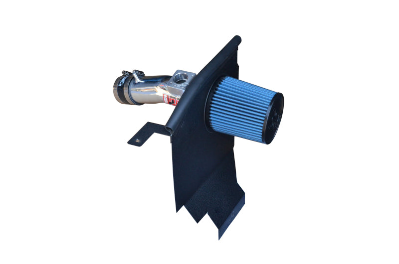 Injen polished cold air intake for 2017-2018 Toyota iA 1.5L engine, showing the sleek metal tubing and filter.