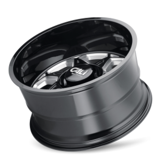 Cali Off-Road Gloss Black Milled 20x12 cast wheel with sevenfold design, -51mm offset, 6x139.7 bolt pattern, and 106mm hub