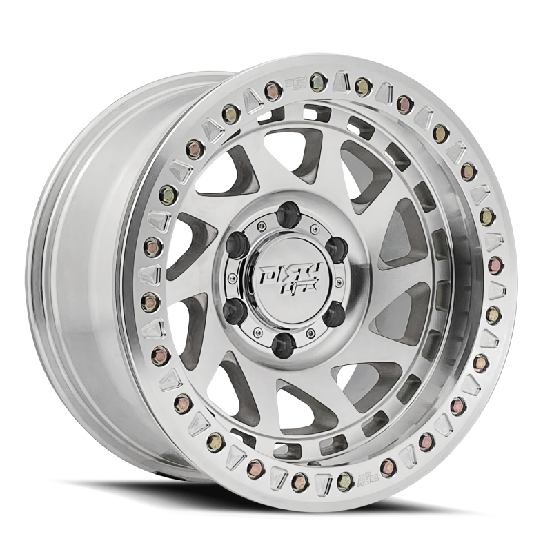 Dirty Life Enigma Race 17x9 cast wheel with 8x165.1 BP bolt pattern, -12mm offset, machined finish, 130.8mm hub.