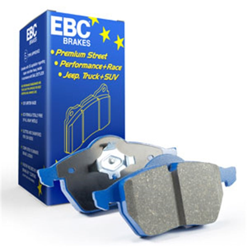 EBC Bluestuff racing front brake pads for Infiniti G35 3.5 manual with Brembo brakes, high-performance brake pad set.