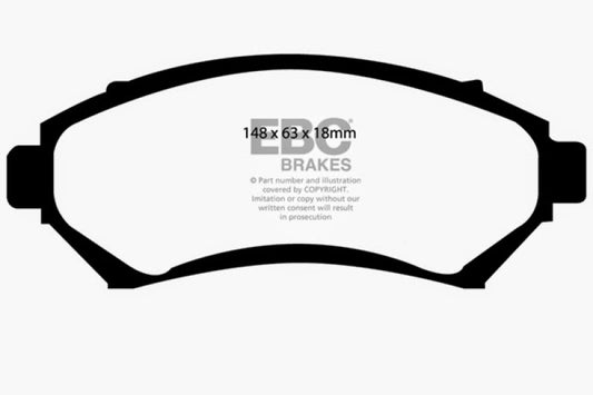 EBC Redstuff front brake pads for Buick Century 3.1, high-performance brake pads with red friction material for reliable stopping power.