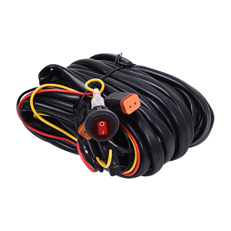 KC HiLiTES wiring harness for two lights with 2-pin Deutsch connectors, suitable for up to 110w total power.