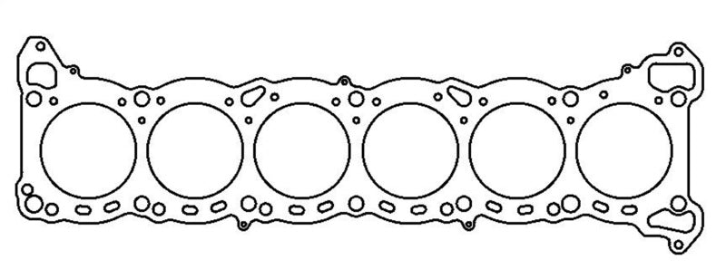 Cometic Nissan RB-26 6-cylinder MLS head gasket with 87mm bore and .075 inch thickness, designed for high-performance engine sealing.