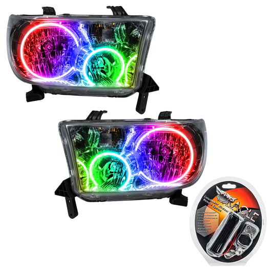 Oracle Lighting Toyota Sequoia SMD HL ColorSHIFT headlights showing sleek design with vibrant color-changing LED lighting.