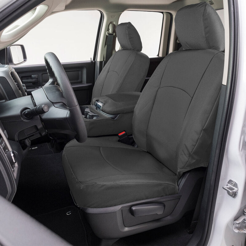 Covercraft Endura PrecisionFit second row seat covers installed in a Toyota Corolla, custom-fit protective seat covers for the vehicle.